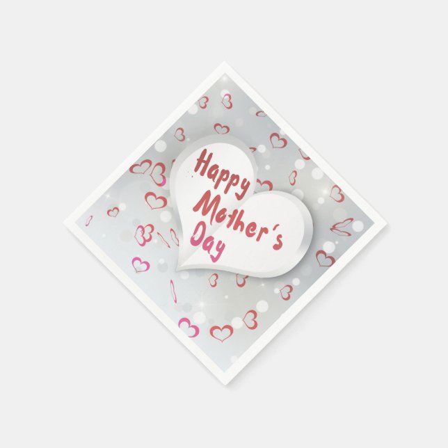 Happy Mother's Day 3D Paper Heart Napkin (Corner)