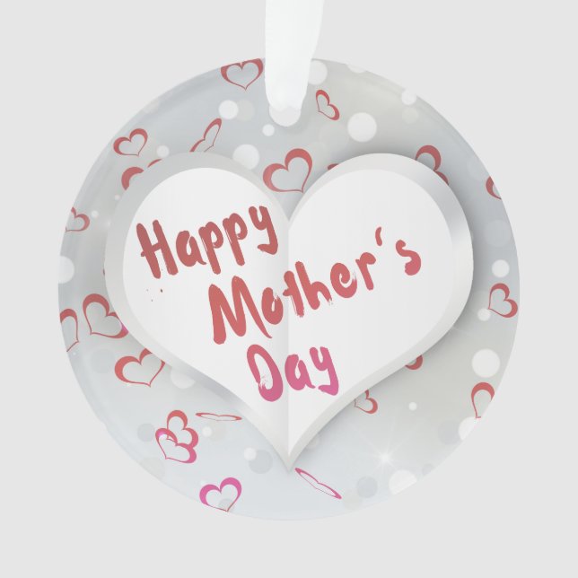 Happy Mother's Day 3D Paper Heart Ornament (Front)