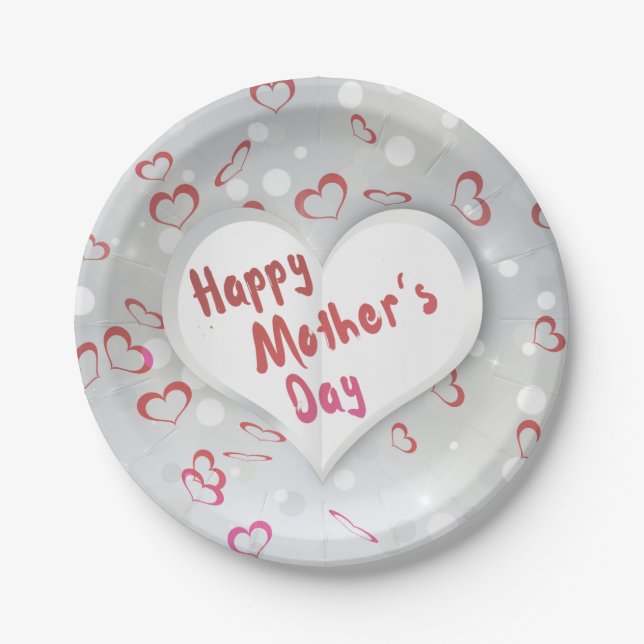 Happy Mother's Day 3D Paper Heart Plate (Front)