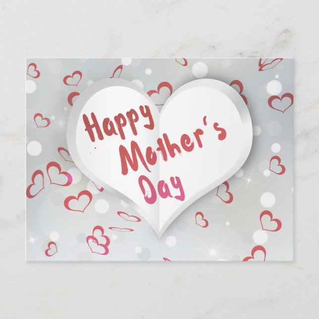 Happy Mother's Day 3D Paper Heart Postcard (Front)