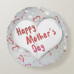 Happy Mother's Day 3D Paper Heart Round Cushion