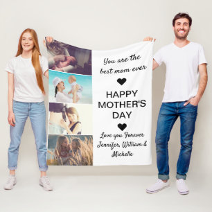 Happy Mother's Day 4 Photo Collage Best mum Ever Fleece Blanket