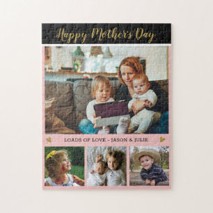Happy Mother's Day 4 Photo Collage Family Jigsaw Puzzle