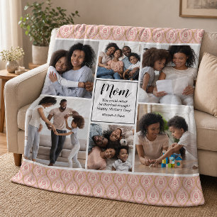 Happy Mothers Day 6 photo collage Fleece Blanket