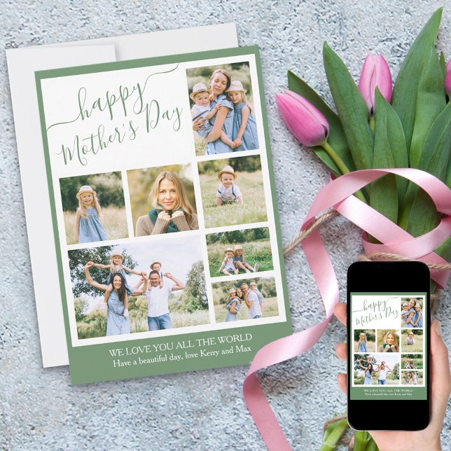 Happy Mother's Day 7 Photo Collage Holiday Card (Creator Uploaded)