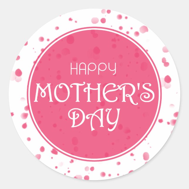 Happy Mother's Day Abstract Pink Classic Round Sticker (Front)