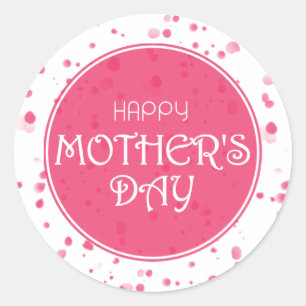 Happy Mother's Day Abstract Pink Classic Round Sticker