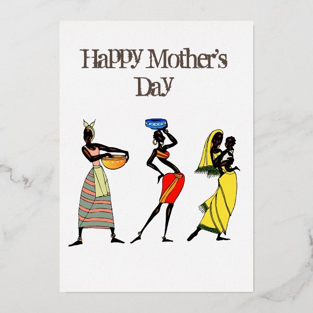 Happy Mother's Day African American Foil Holiday Card (Front)