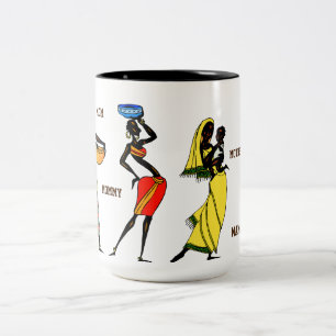 Happy Mother's Day African Print Two-Tone Coffee Mug