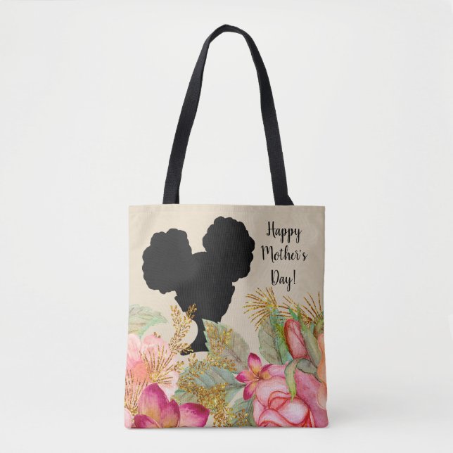 Happy Mother's Day | Afro Puffs Girl Tote Bag (Front)