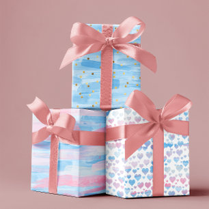 Happy Mother's day baby pink & blue set of 3 Wrapping Paper Sheet