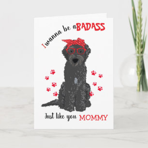 Happy Mother's Day Badass Black Labradoodle Dog Card