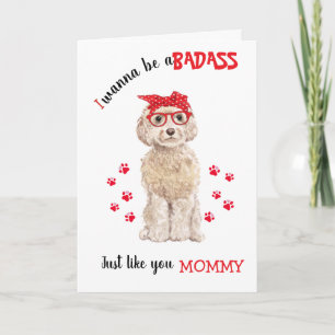 Happy Mother's Day Badass Blond Labradoodle Dog Card