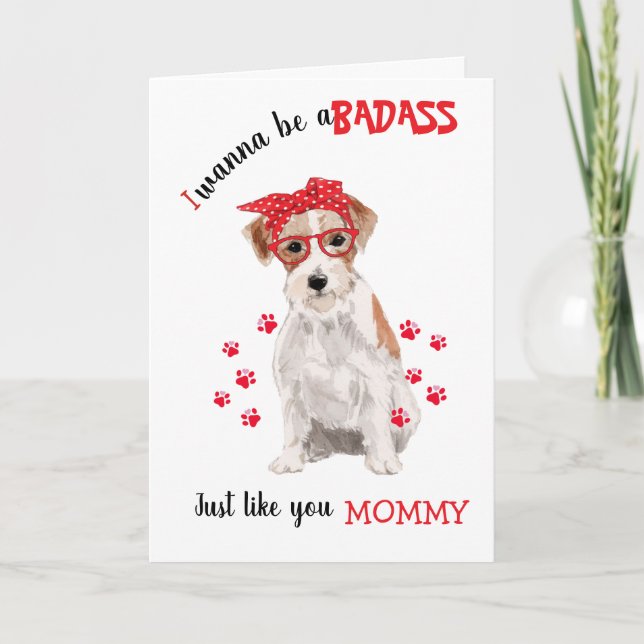 Happy Mother's Day Badass Jack Russell Terrier Dog Card (Front)