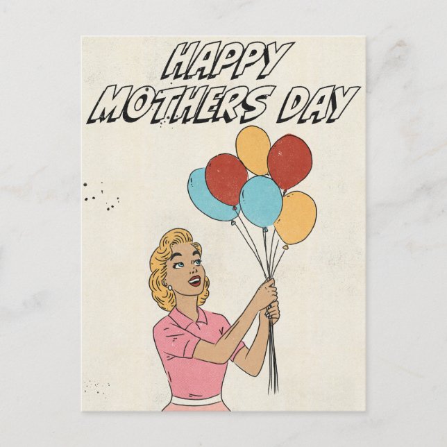 Happy mothers Day Balloons  Postcard (Front)