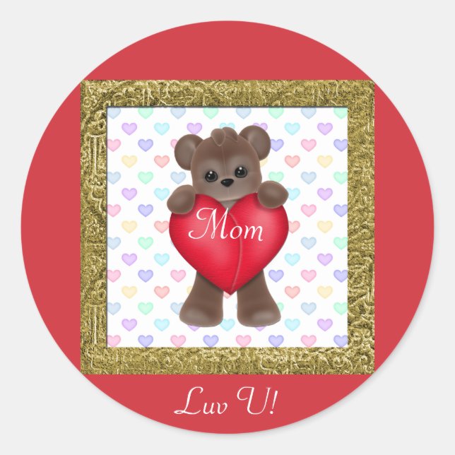 Happy Mother's Day Bears Classic Round Sticker (Front)