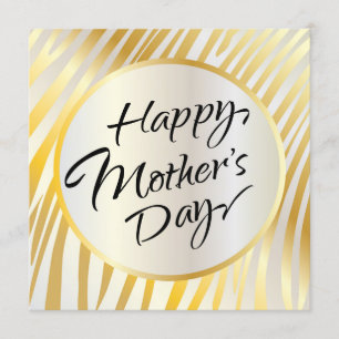 Happy Mother's Day Beautiful Gold Calligraphy Invitation