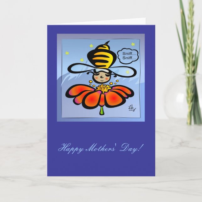 Happy Mothers' Day Bee Sniff card (Front)