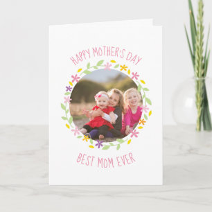 Happy Mother's Day Best Mum Ever Family Photo Card