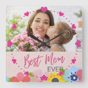 Happy Mother's Day, Best Mum ever Square Wall Clock