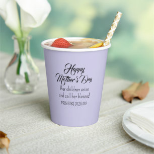 Happy Mother's Day Bible Verse Light Purple Paper Cups