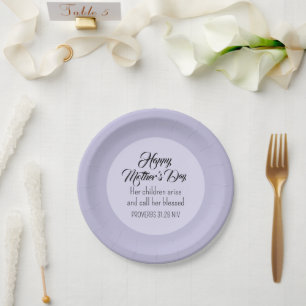 Happy Mother's Day Bible Verse Light Purple     Paper Plate