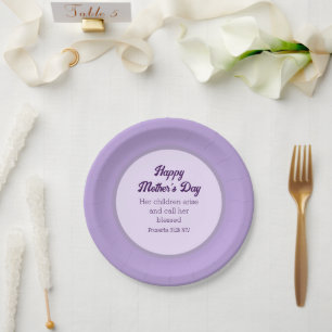 Happy Mother's Day Bible Verse Light Purple Simple Paper Plate