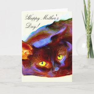 Happy Mother's Day Black  Cat greeting card