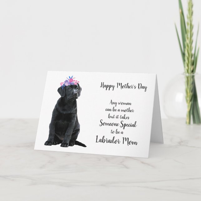 Happy Mothers Day Black Lab Dog - Labrador Mum Holiday Card (Front)