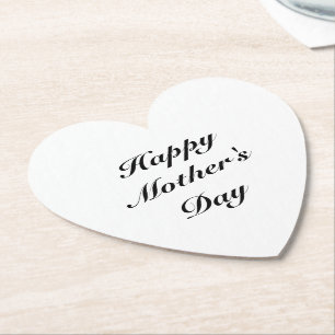 Happy Mother's Day black white script elegant chic Paper Coaster
