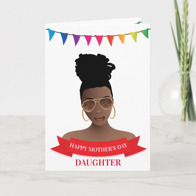 Happy Mother's Day, Black Woman, Colourful Banner Card (Front)