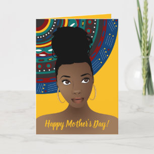 Happy Mother's Day! Black Woman, Tribal, Gold Card