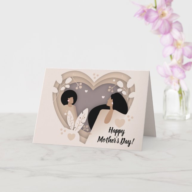Happy Mother's Day! Black Women, Hearts Cutout Card (Orchid)