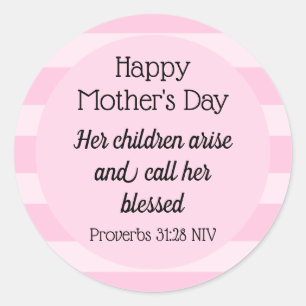 Happy Mother's Day Blessed Bible Verse Christian Classic Round Sticker