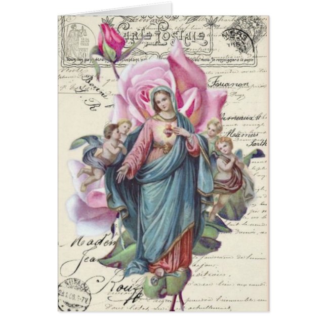 Happy Mother's Day | Blessed Virgin Mary Pink Rose (Front)