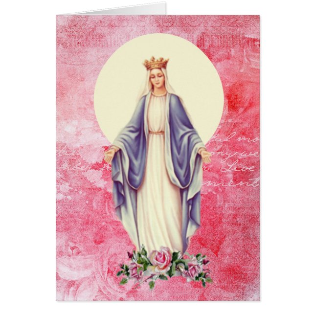 Happy Mother's Day  Blessed Virgin Mary Pink Roses (Front)