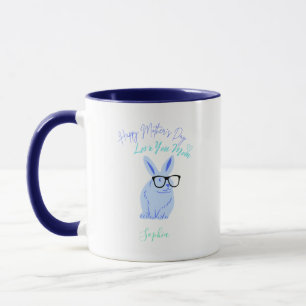 Happy Mothers Day Blue Bunny   Mug