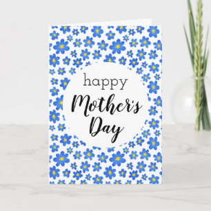Happy Mother's Day Blue Floral Pattern Card