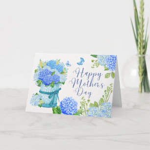 Happy Mother's Day Blue Hydrangea Flowers  Card