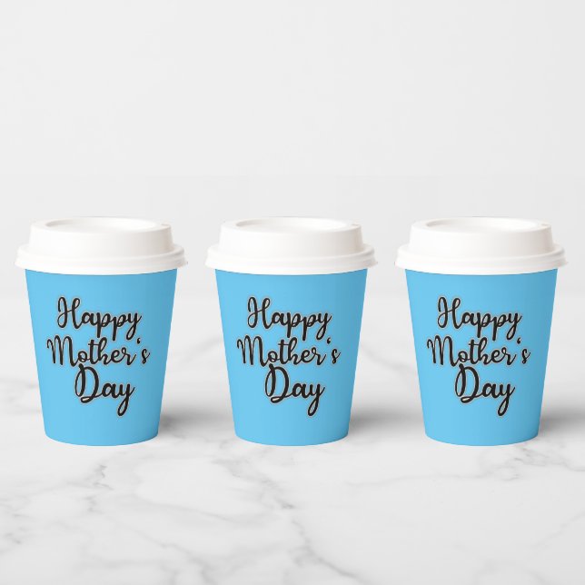 Happy Mothers Day Blue Paper Cups (Multi)