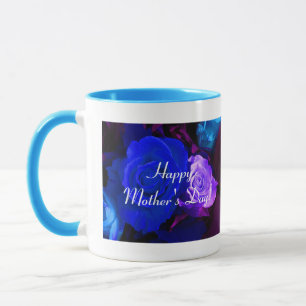 Happy Mother's Day Blue Purple Rose V Mug