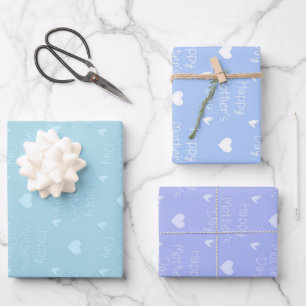 Happy Mother's day blue theme set of 3 Wrapping Paper Sheet