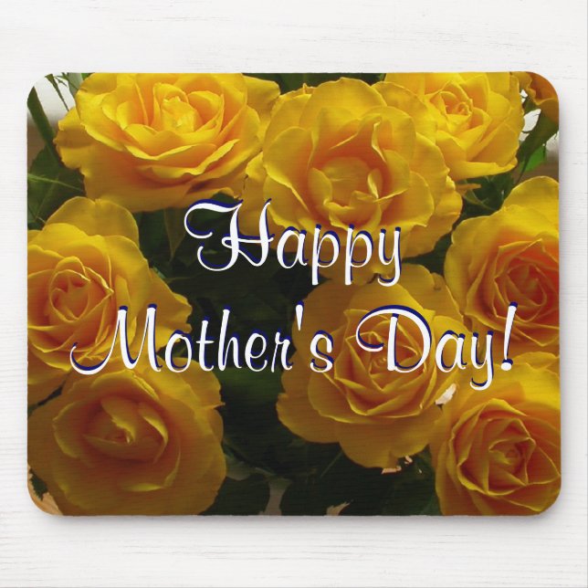 Happy Mother's Day Blue Tulips Mouse Mat (Front)