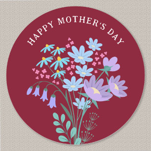 Happy Mother's Day Bluebells Lilac Wildflowers Classic Round Sticker