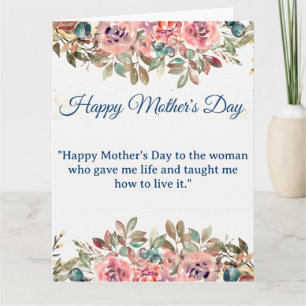 Happy Mother's Day   Blush Pink Flowers and Gold  Card