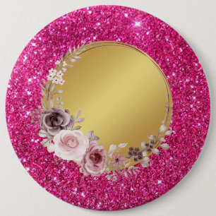 Happy Mother's Day blush pink glitter photo 6 Cm Round Badge