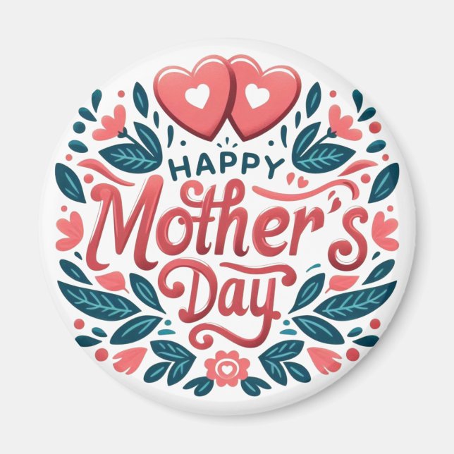Happy Mother's Day - Botanical Heart & Script  Magnet (Front)