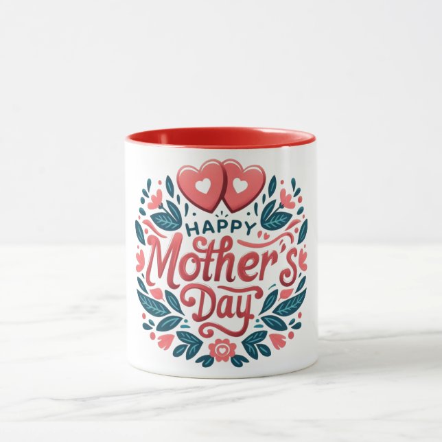 Happy Mother's Day - Botanical Heart & Script  Mug (Center)