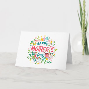 Happy Mothers Day Bright Botanical Floral Custom Card