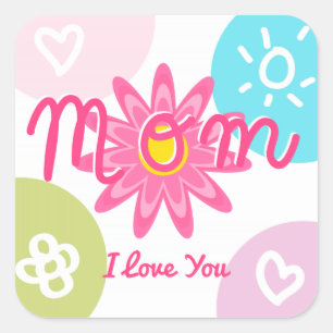 Happy Mother's day Bright Colourful design Square Sticker